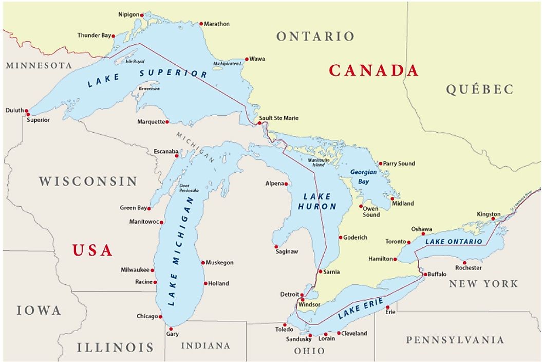 Great lakes of America and canada